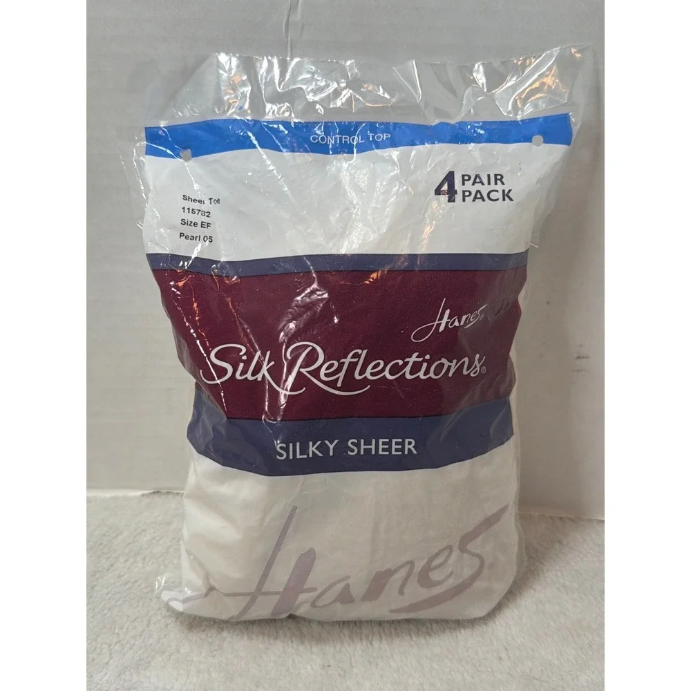 VTG Hanes Pantyhose EF Pearl Silk Reflections Silky Sheer Control Top 4 Pack